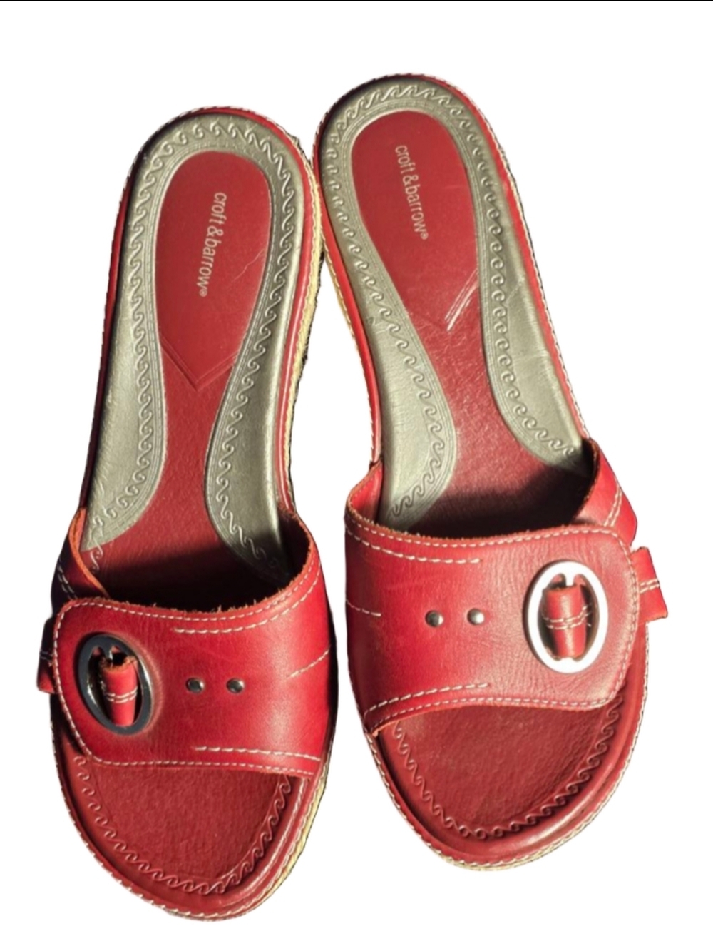 Women's Croft & Barrow Red Espadrille Wedge Sandals Size 7.5 feminine sexy y2k